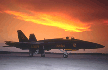Blue Angels F-18 at sunset